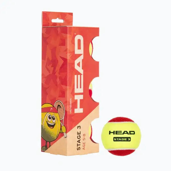 Balles de Tennis HEAD Stage 3 Rouge (Tube de 3 Balles)